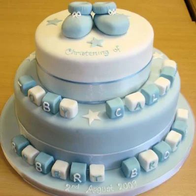 Blue Blocks Shower Cake