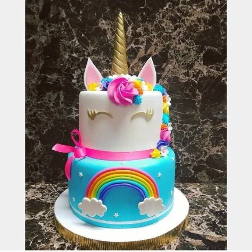 Rainbow tier Unicorn Cake