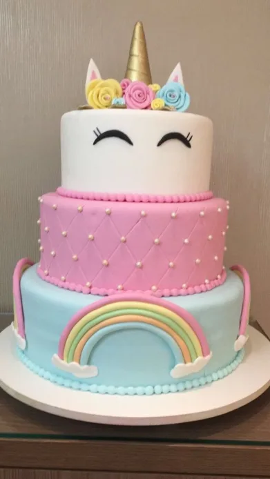Rainbow tier Unicorn Cake