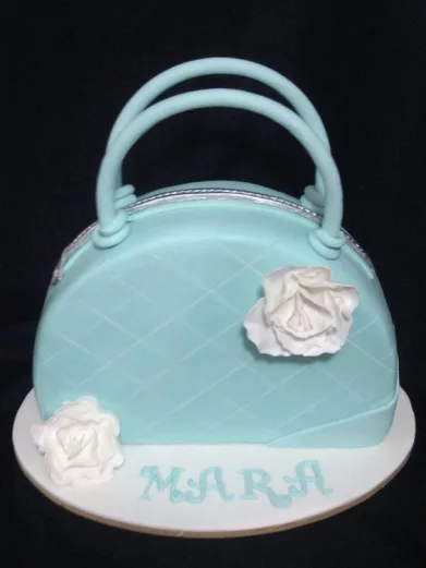 Blue rose Hand Bag Cake