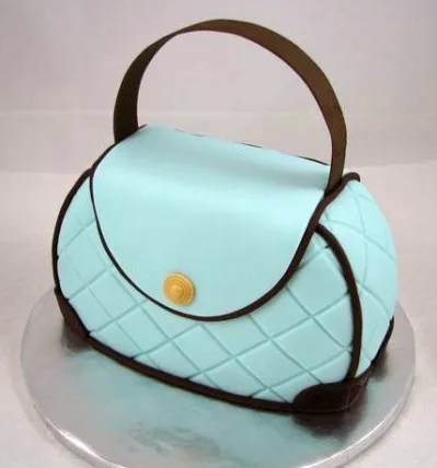 Blue curve Hand Bag Cake