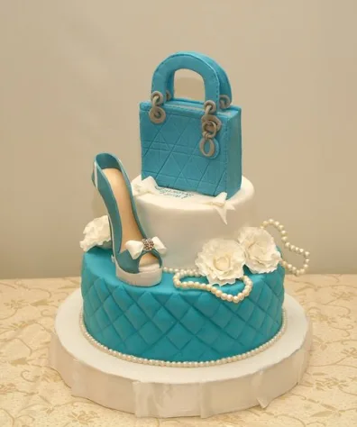Blue and white Hand Bag Cake
