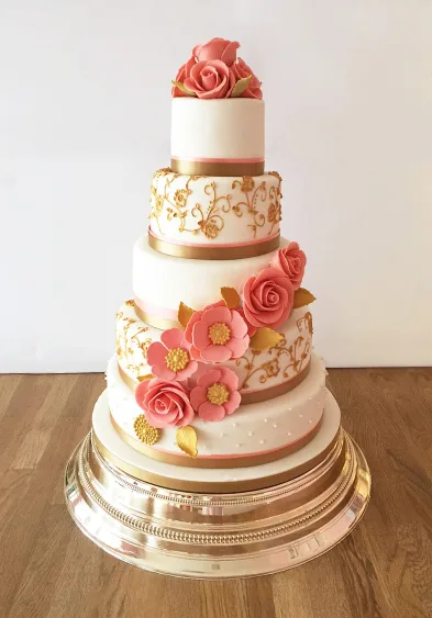 White & Pink Hearts Cake